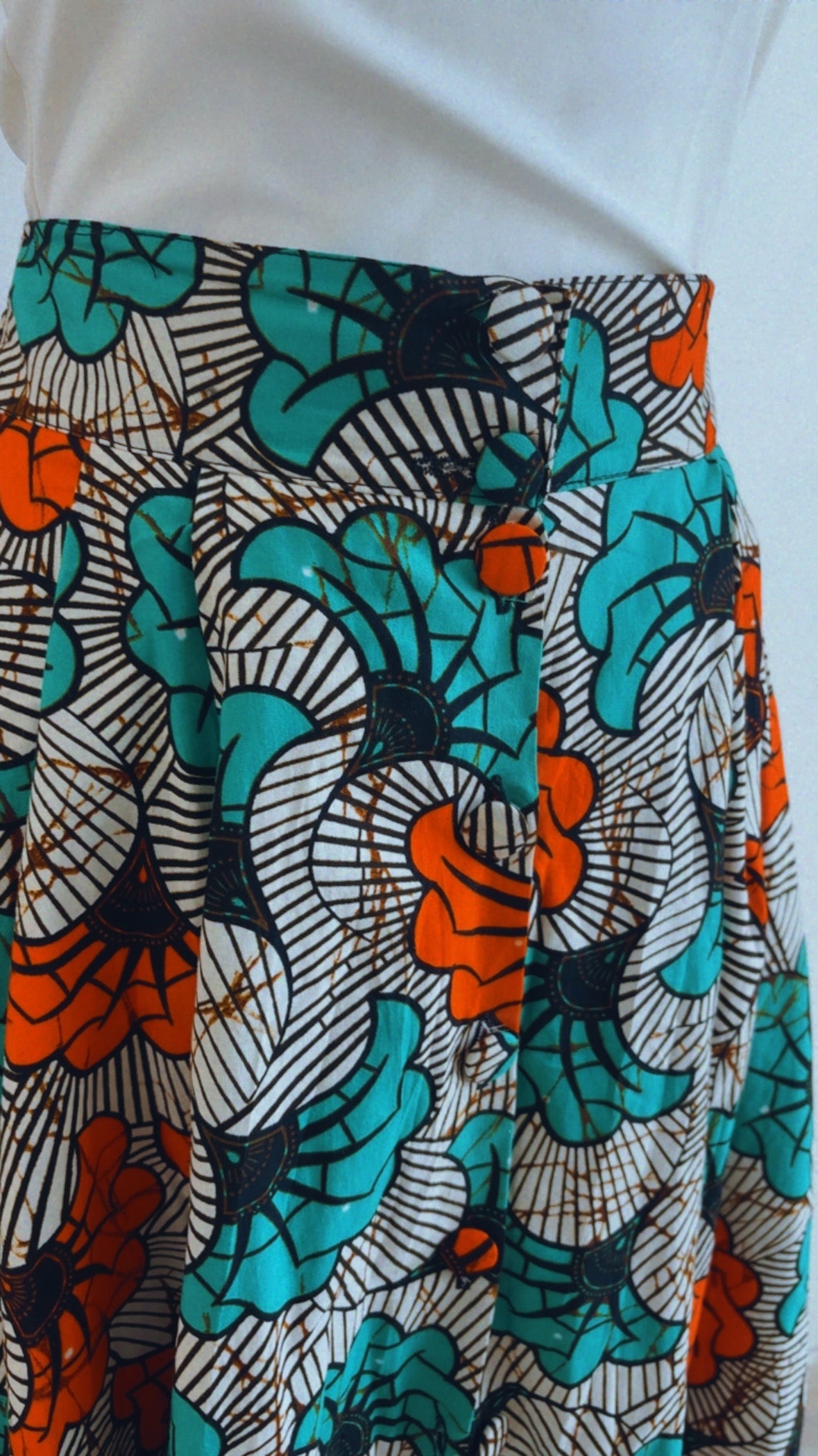 Jupe longue africaine en wax  motif ethnique fleurs de mariage tissu africain colorée idéale pour les occasions AUDREY