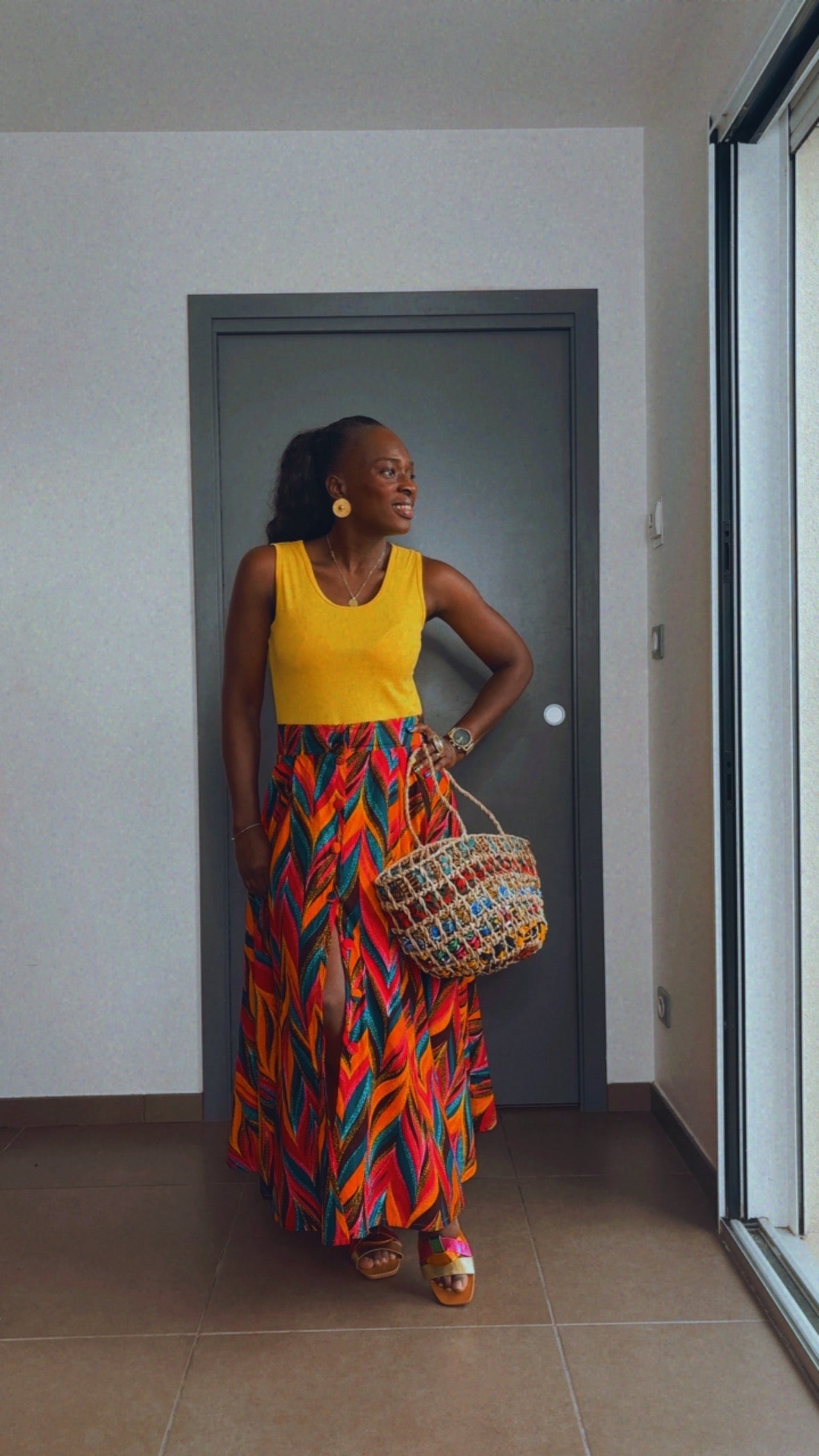Jupe longue africaine en wax  motif ethnique tissu africain colorée idéale pour les occasions AUDREY