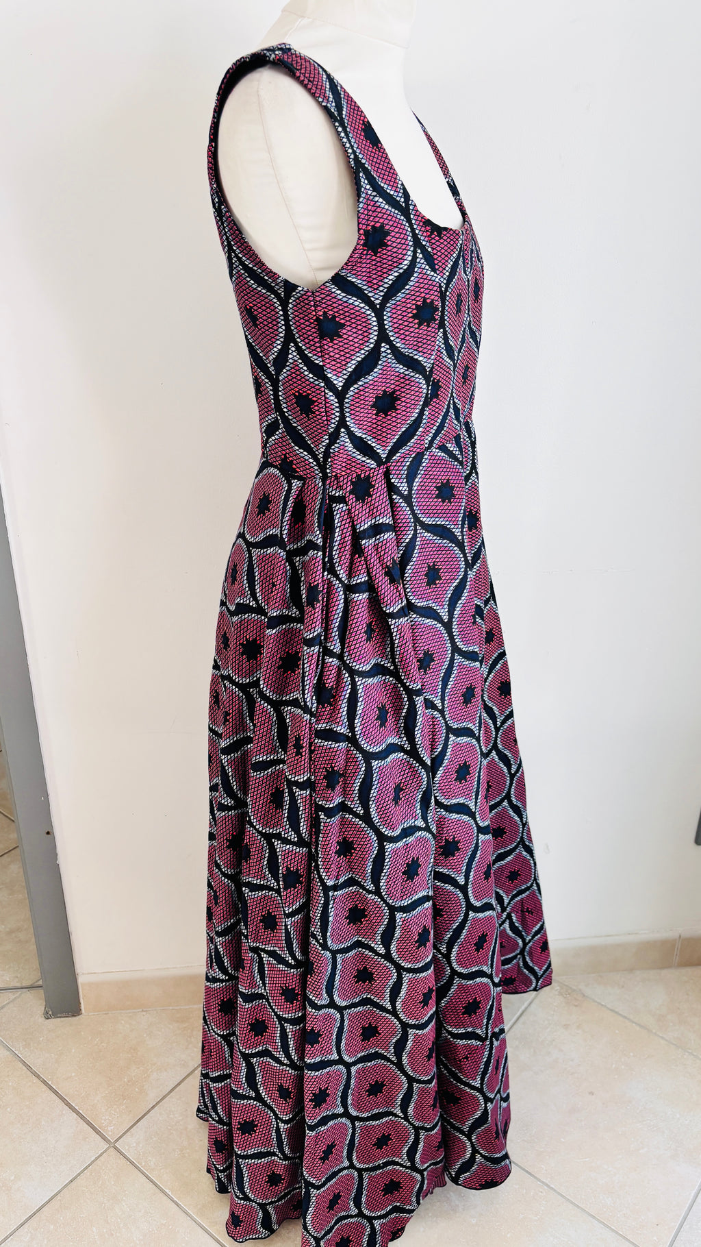 Robe longue en Wax tissu pagne africain motif congrès