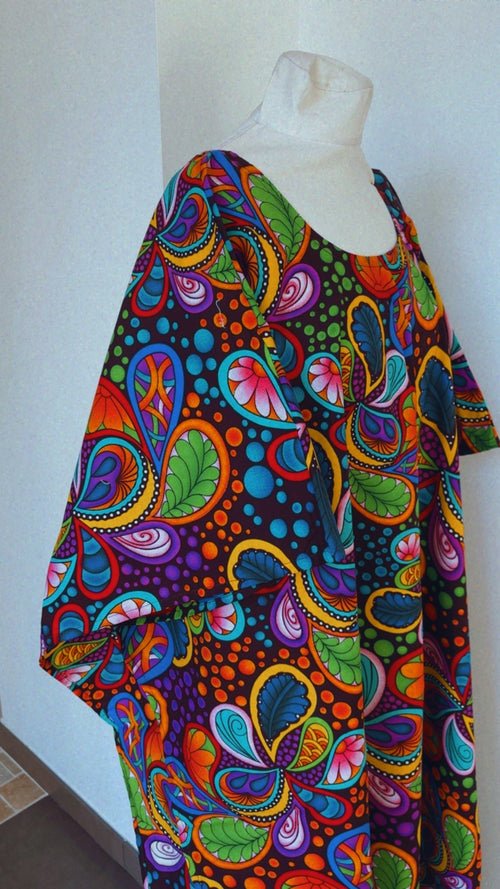 Boubou africain en Wax fait main en coton motif  peace and love