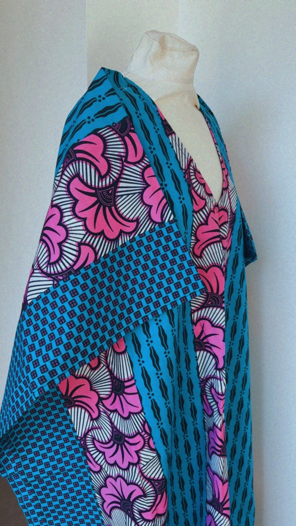 Boubou  africain en Wax tunique africaine fait main en coton