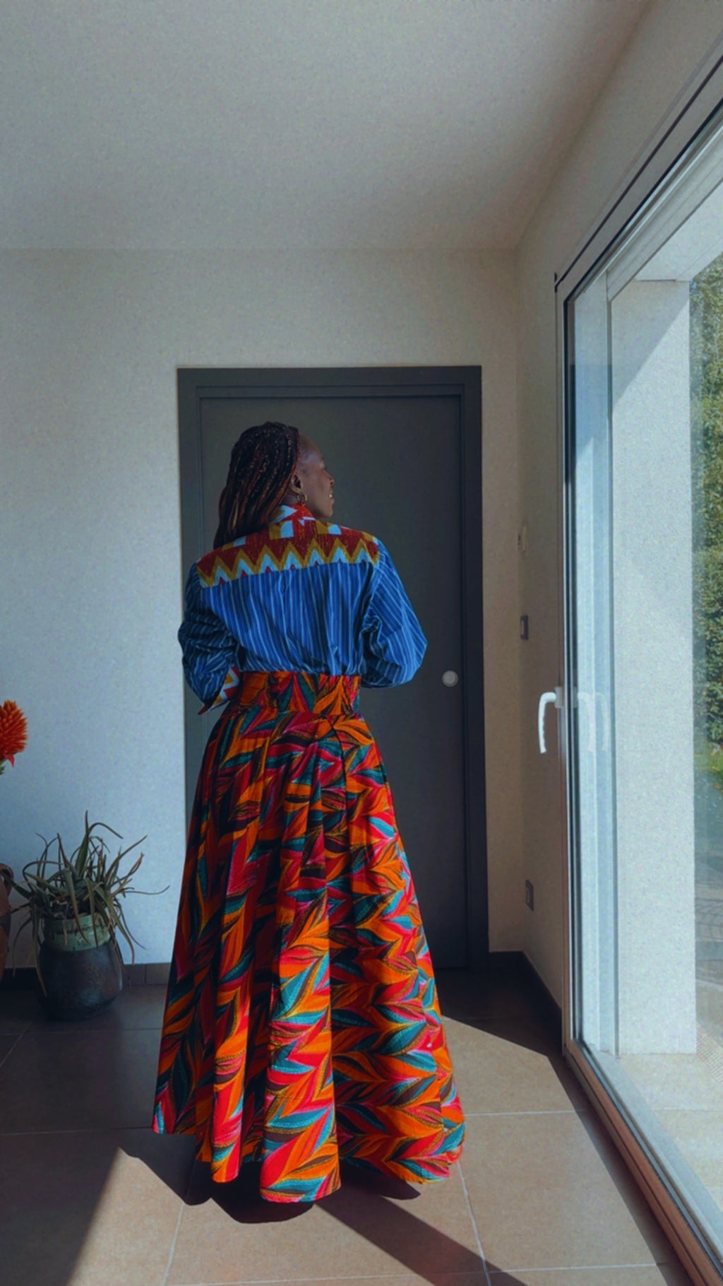 Jupe longue africaine en wax  motif ethnique tissu africain colorée idéale pour les occasions