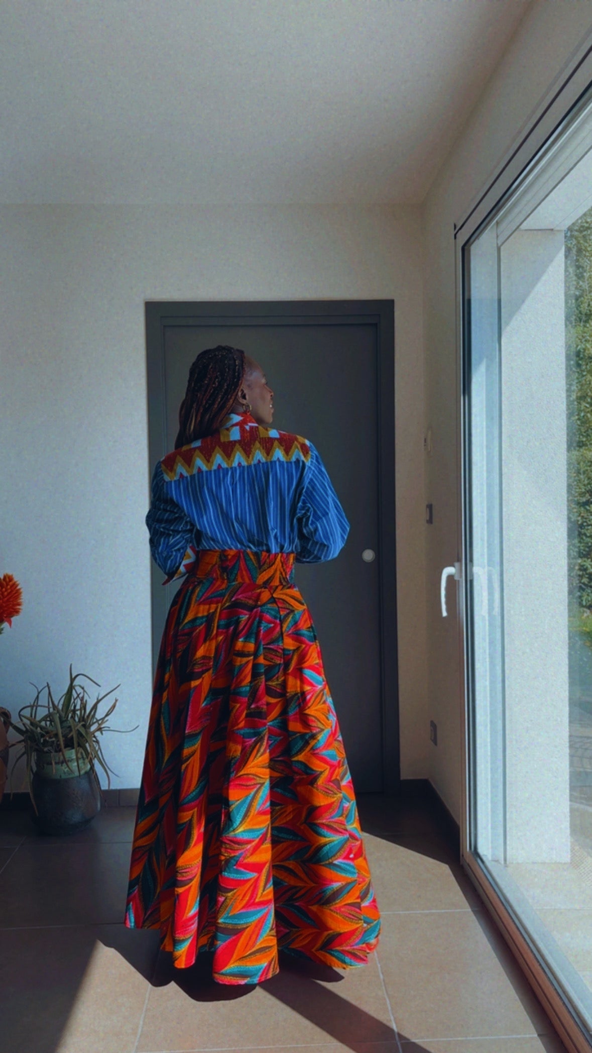 Jupe longue africaine en wax  motif ethnique tissu africain colorée idéale pour les occasions