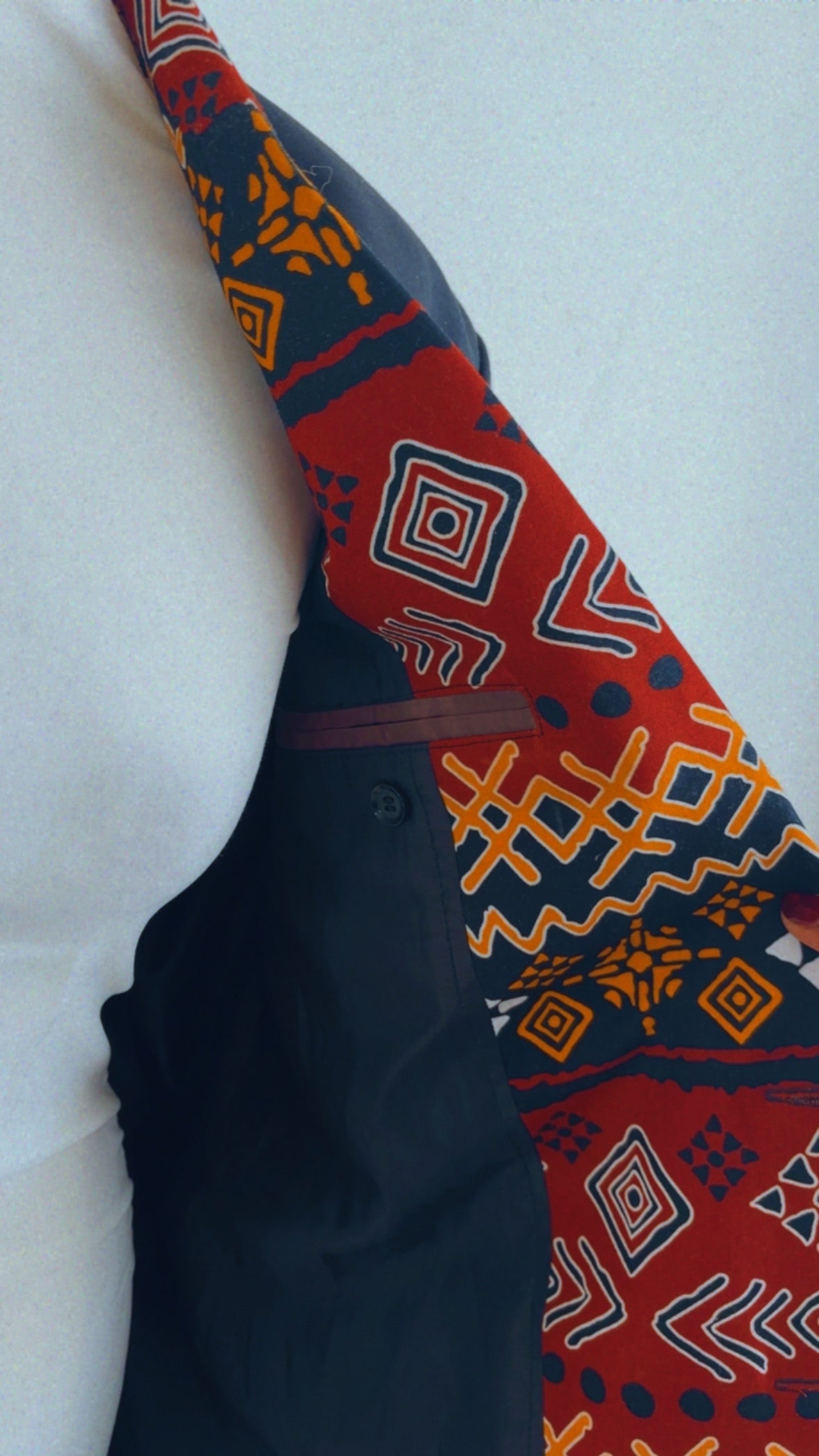 Veste blazer oversize africain noir et revers Wax