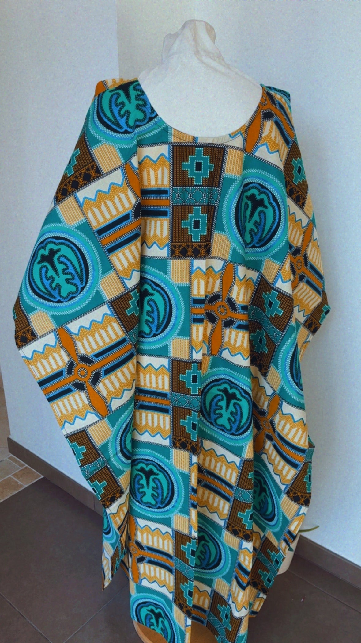 Boubou  africain en Wax tunique africaine fait main en coton