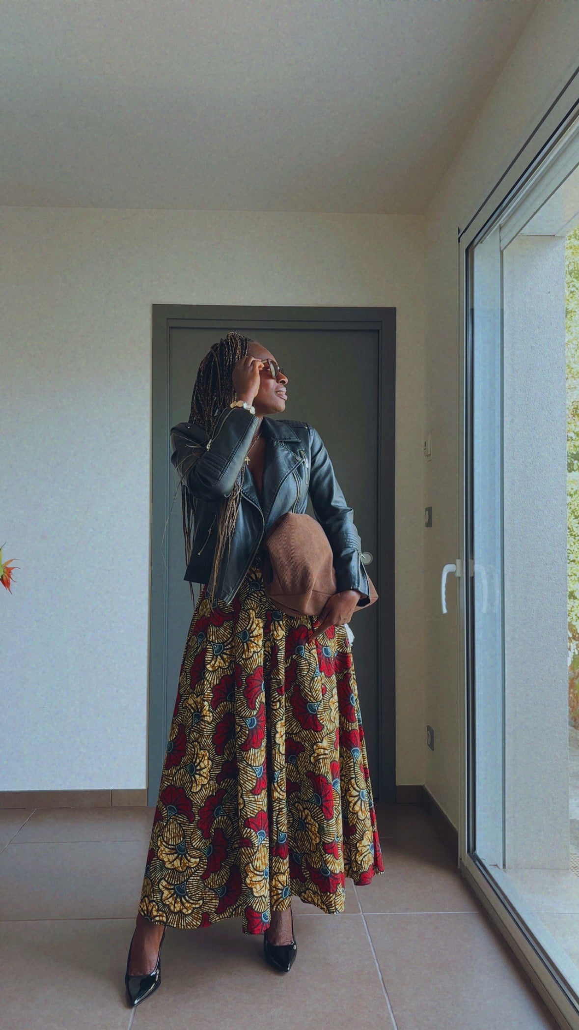 Jupe longue africaine en wax  motif ethnique fleurs de mariage tissu africain colorée idéale pour les occasions AUDREY