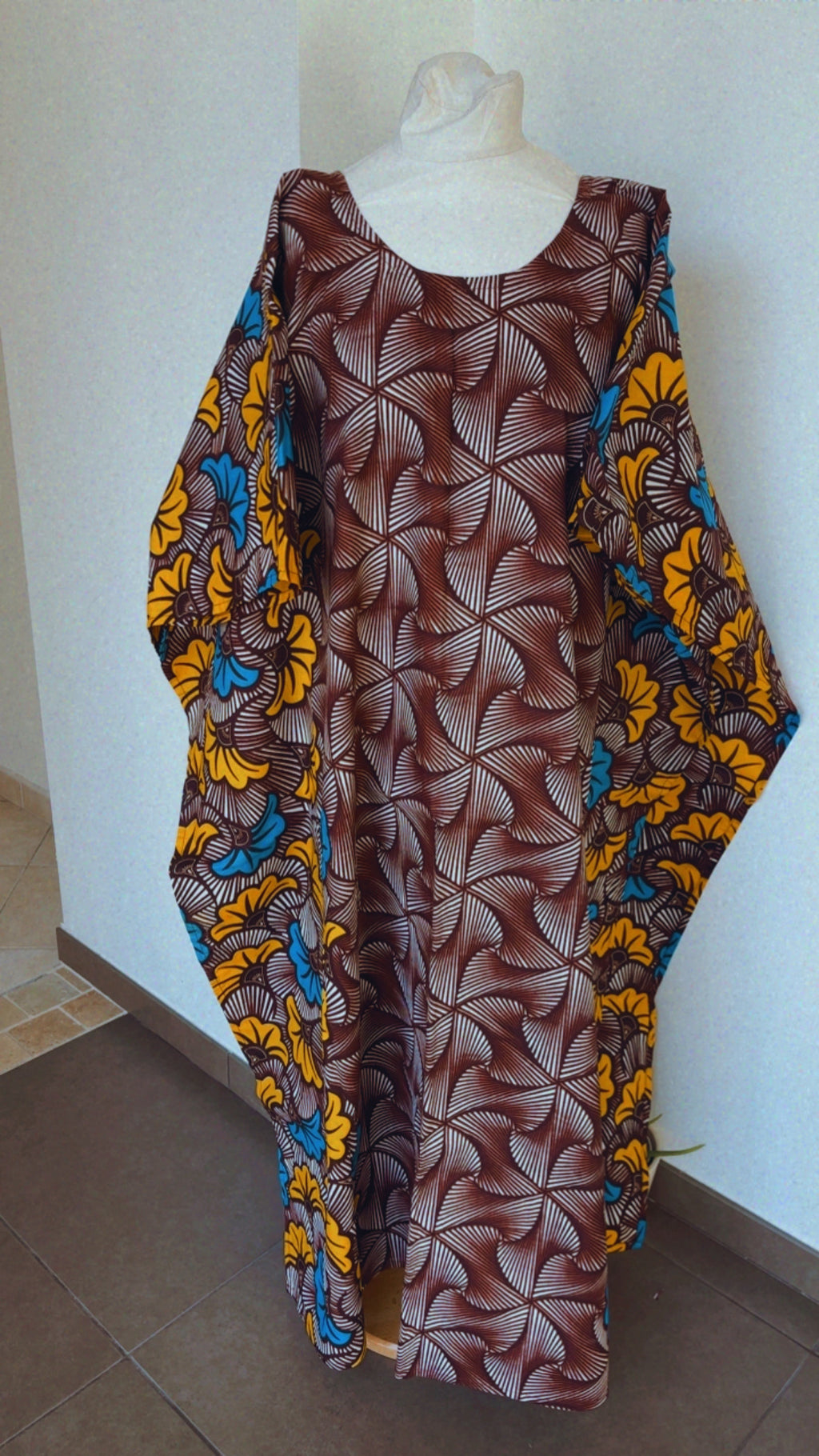 Boubou  africain en Wax tunique africaine fait main en coton