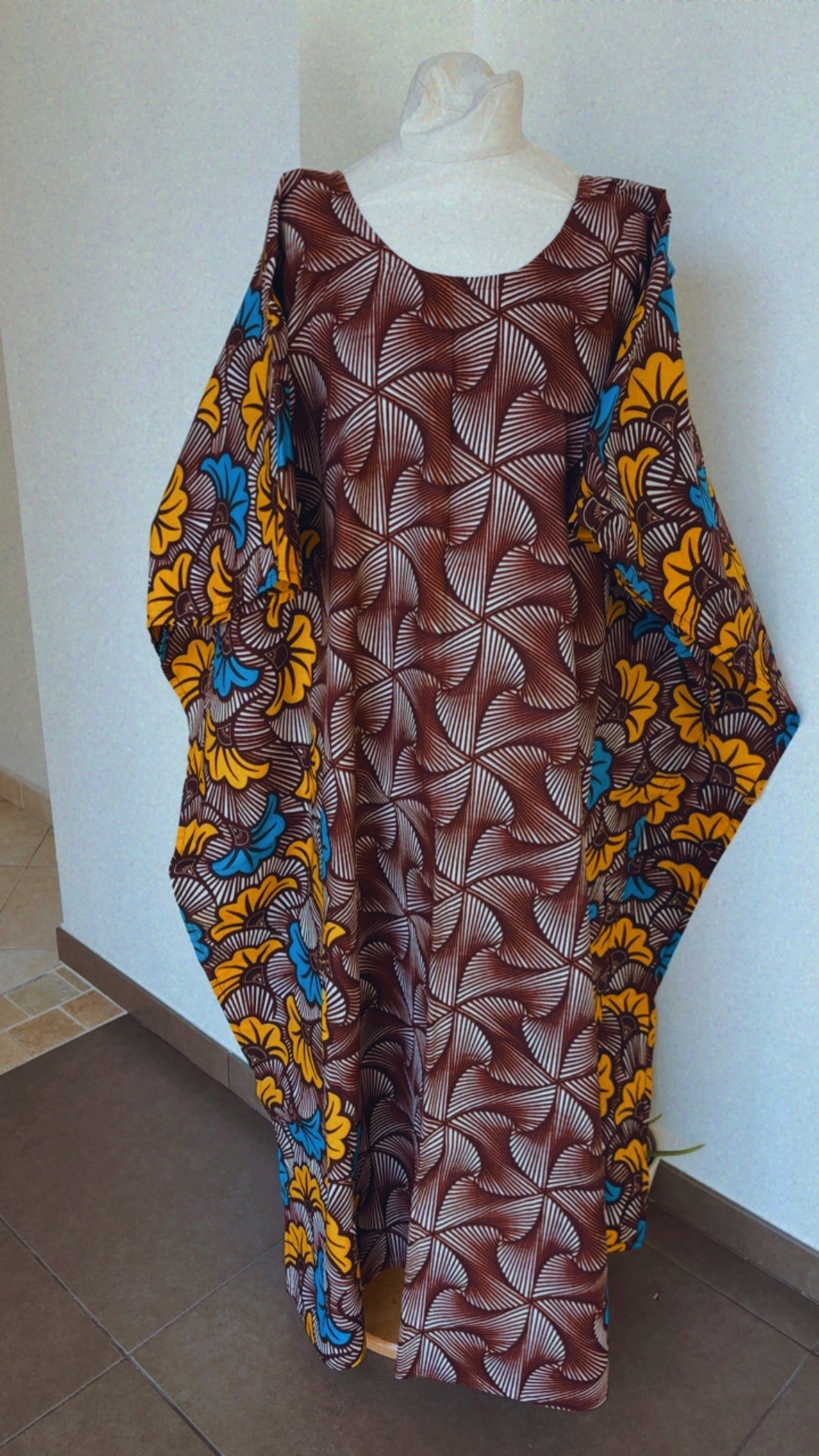 Boubou  africain en Wax tunique africaine fait main en coton