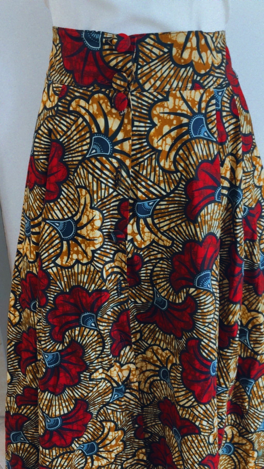 Jupe longue africaine en wax  motif ethnique fleurs de mariage tissu africain colorée idéale pour les occasions AUDREY