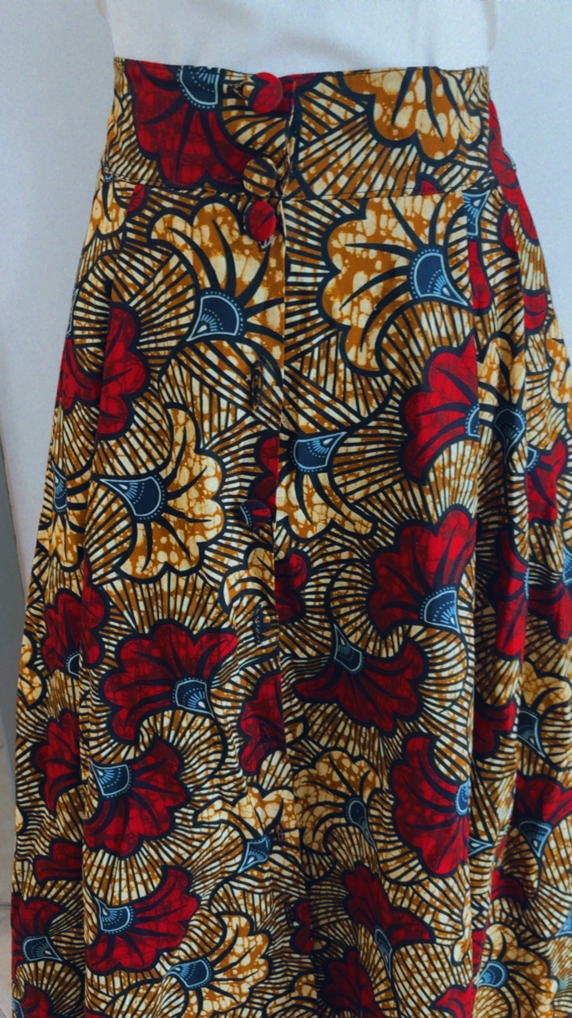 Jupe longue africaine en wax  motif ethnique fleurs de mariage tissu africain colorée idéale pour les occasions AUDREY