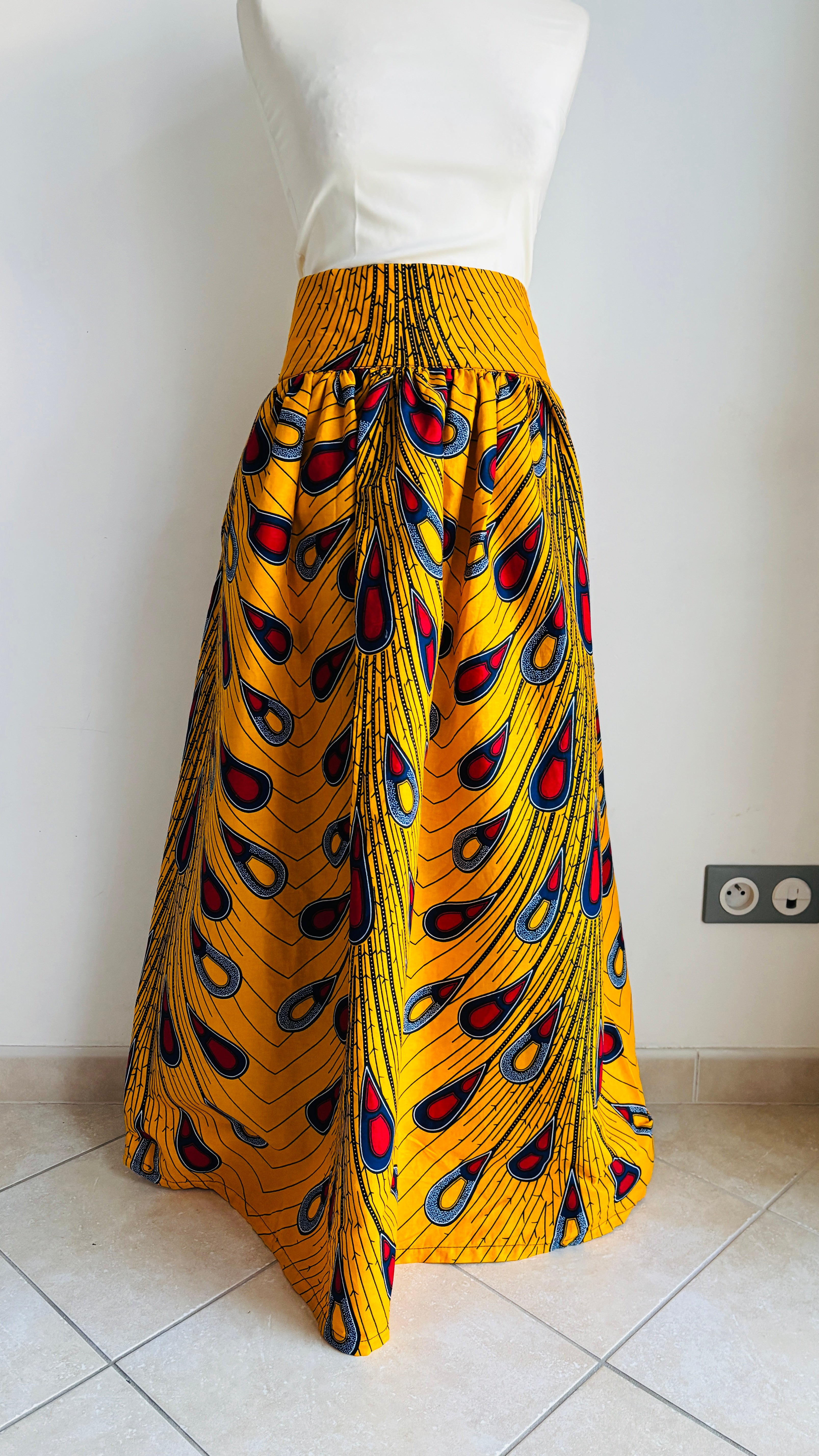 Jupe longue africaine en wax jupe pagne africain