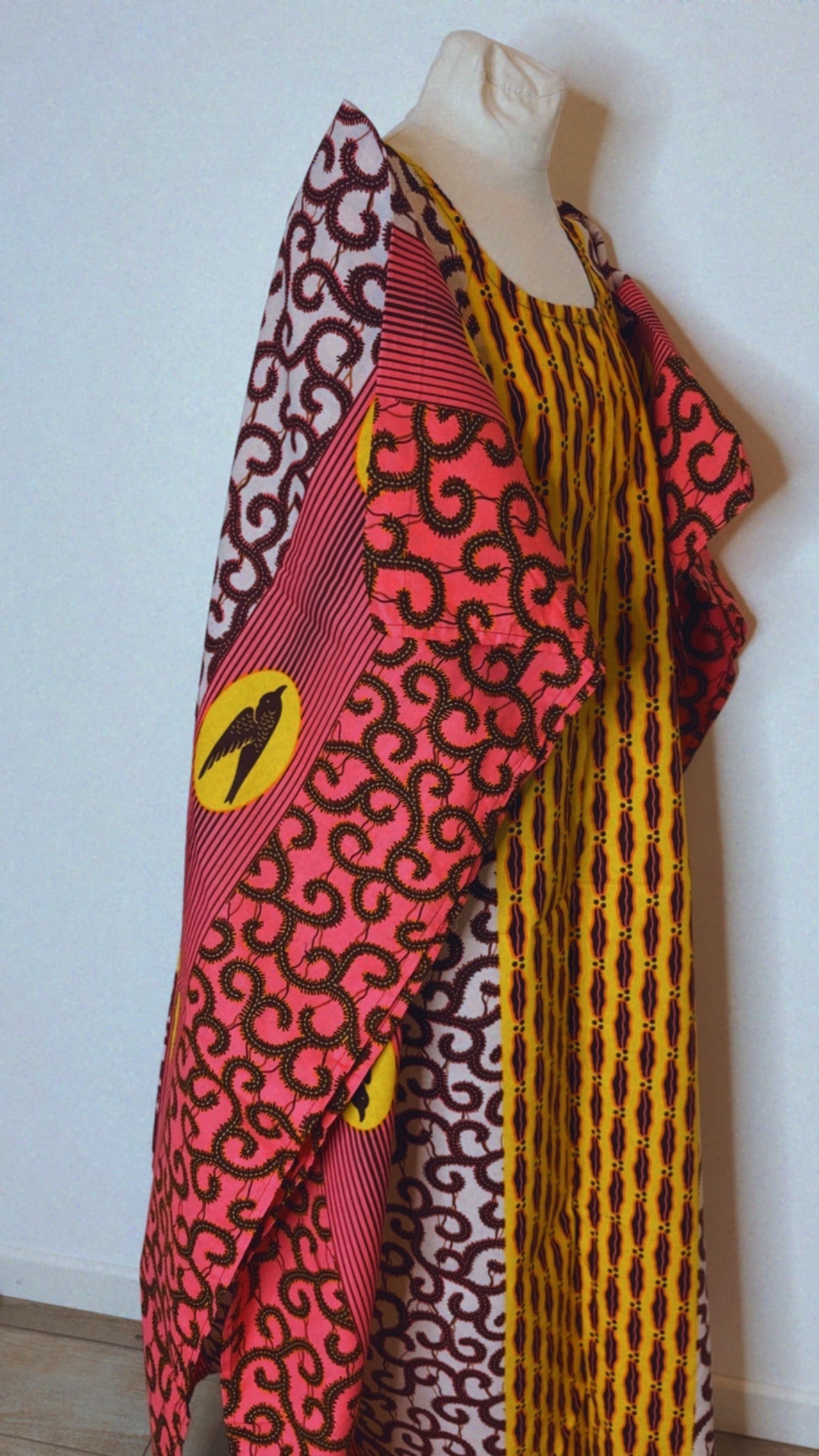 Boubou  africain en Wax tunique africaine fait main en coton