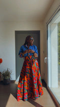 Jupe longue africaine en wax  motif ethnique tissu africain colorée idéale pour les occasions