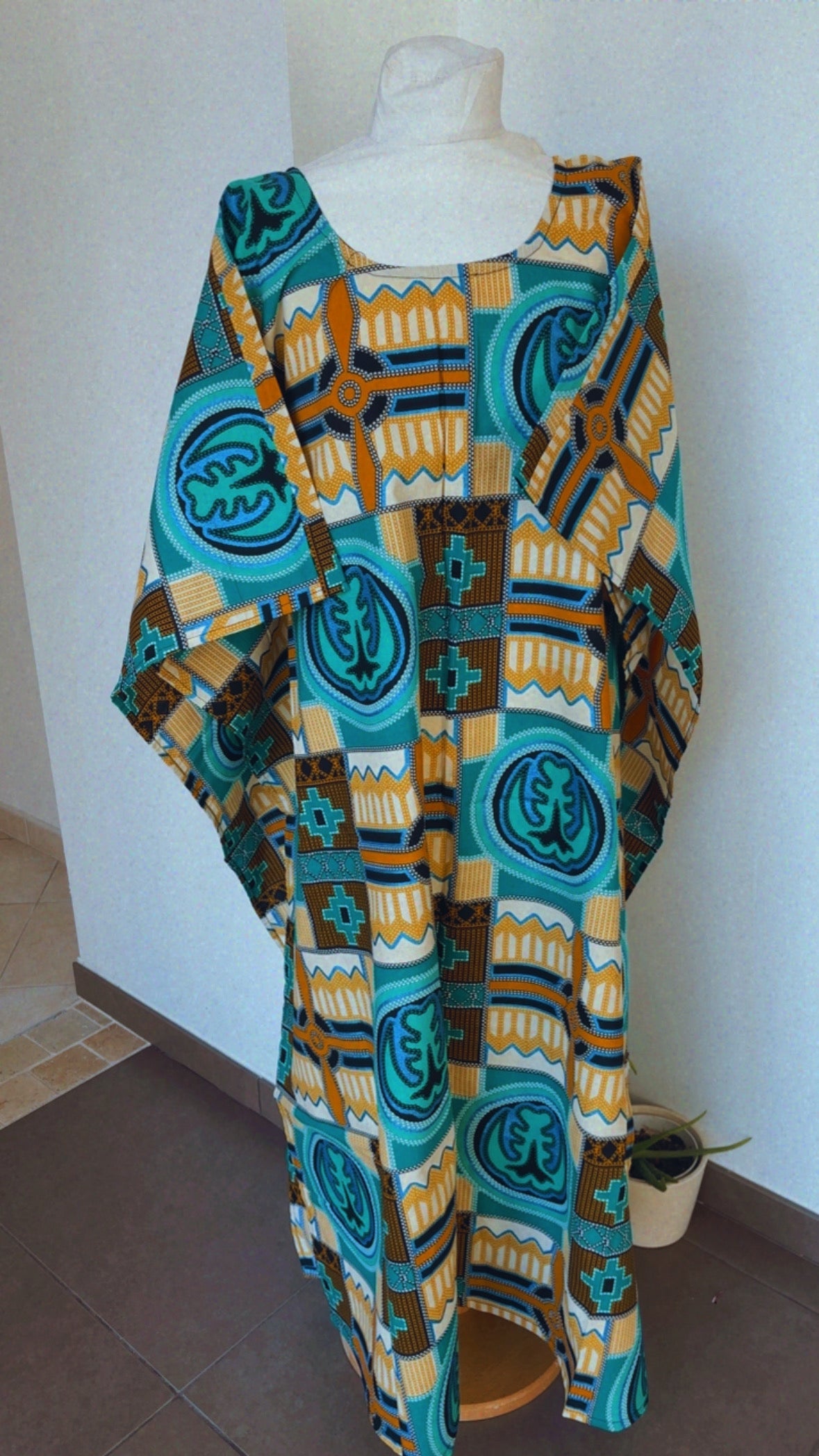 Boubou  africain en Wax tunique africaine fait main en coton