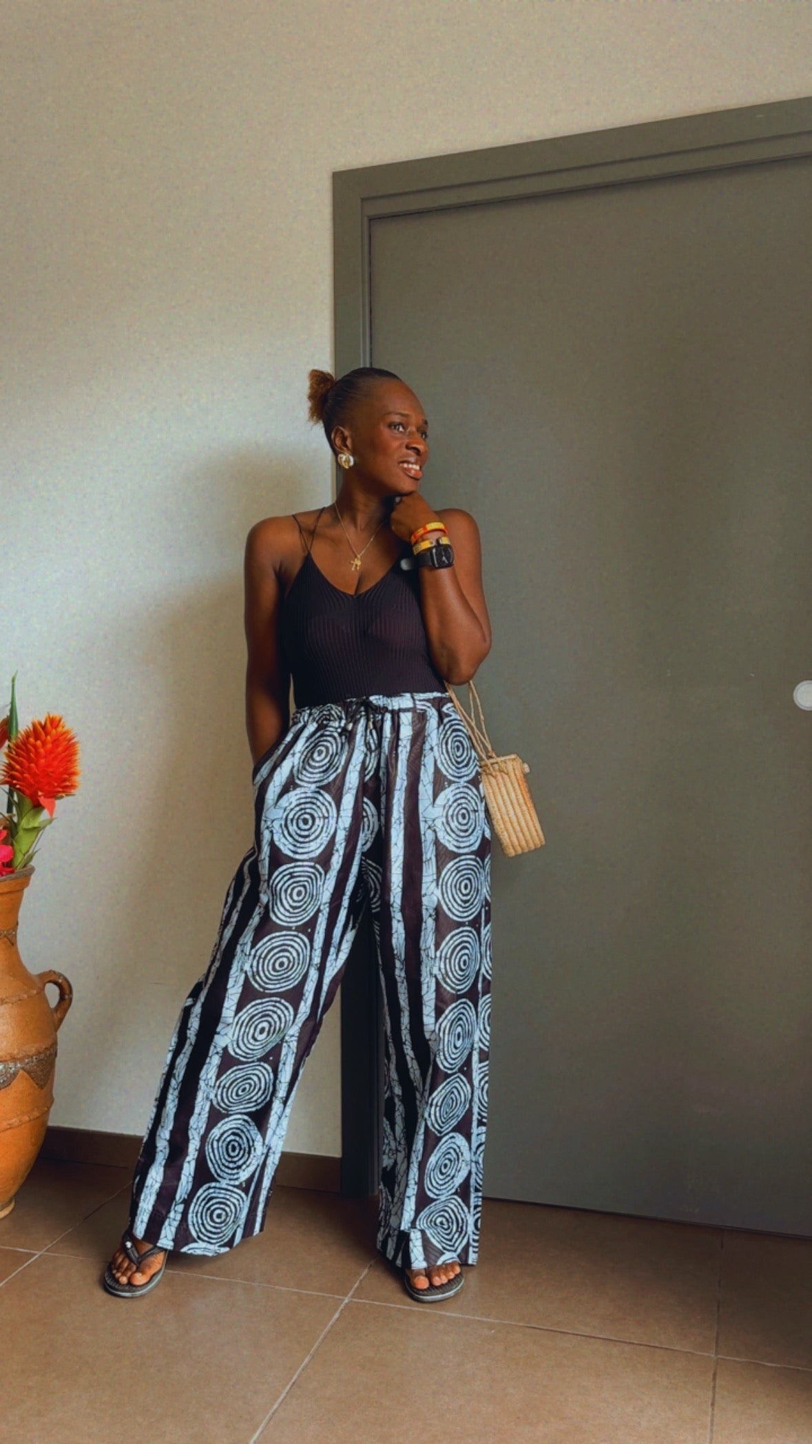 Pantalon en Wax coupe large