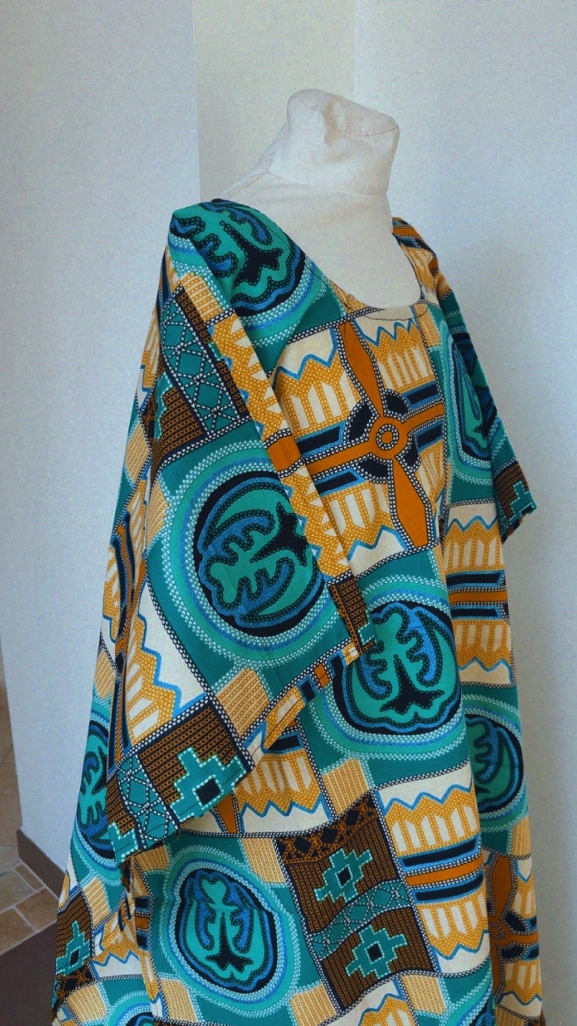Boubou  africain en Wax tunique africaine fait main en coton