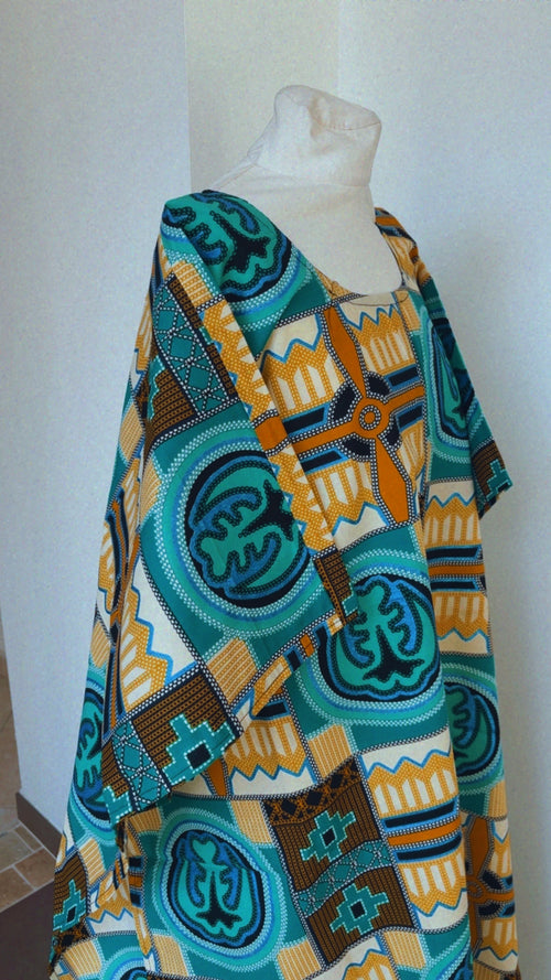 Boubou  africain en Wax tunique africaine fait main en coton