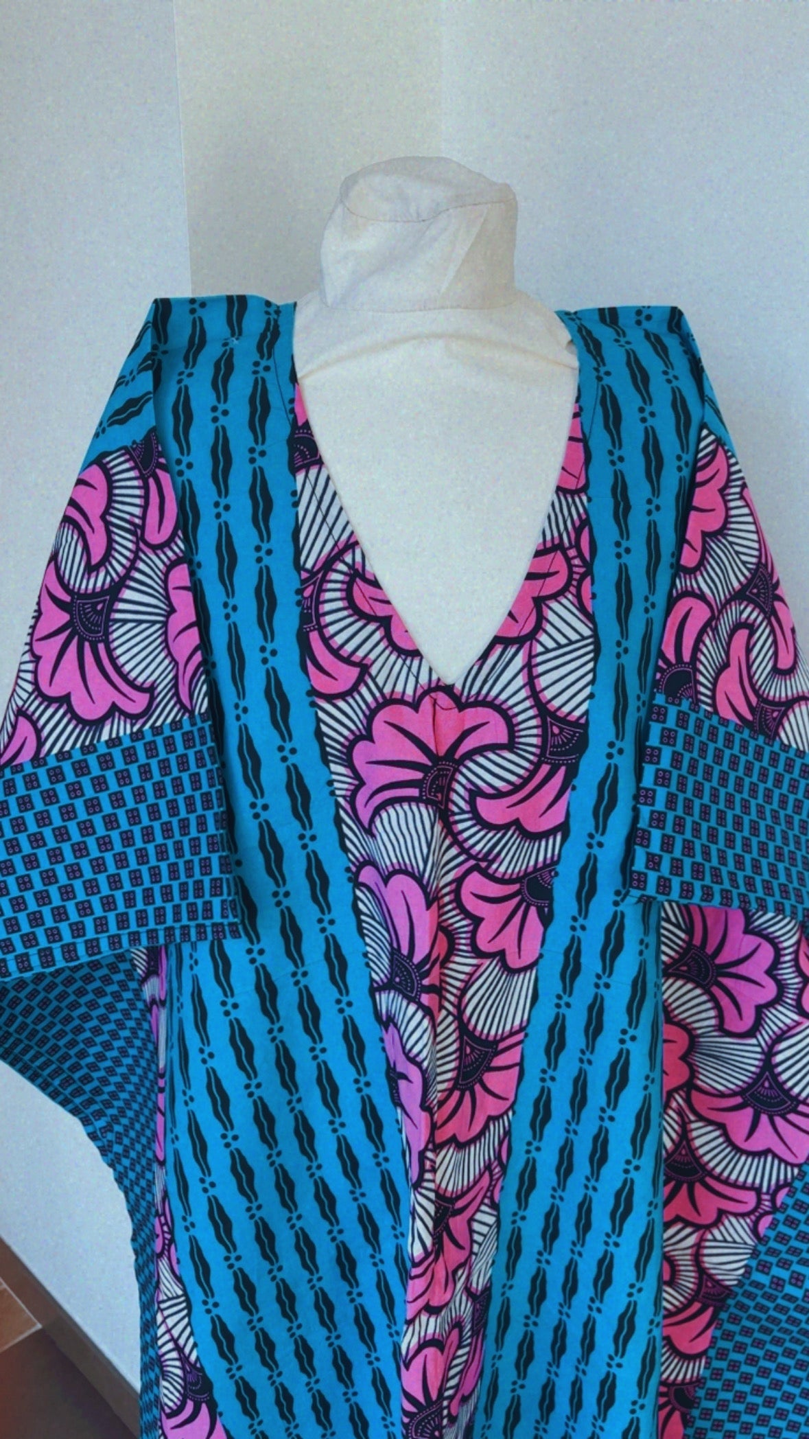 Boubou  africain en Wax tunique africaine fait main en coton
