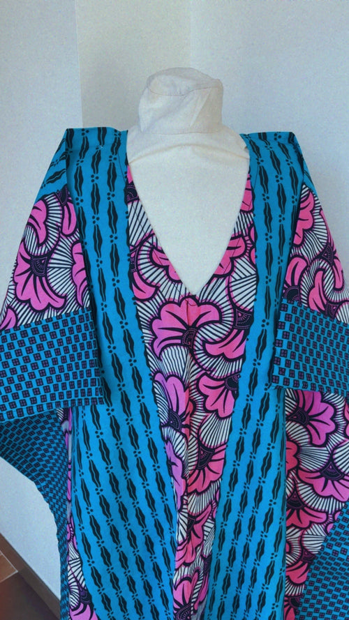 Boubou  africain en Wax tunique africaine fait main en coton