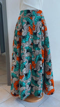 Jupe longue africaine en wax  motif ethnique fleurs de mariage tissu africain colorée idéale pour les occasions AUDREY