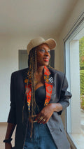 Veste blazer oversize africain noir et revers Wax