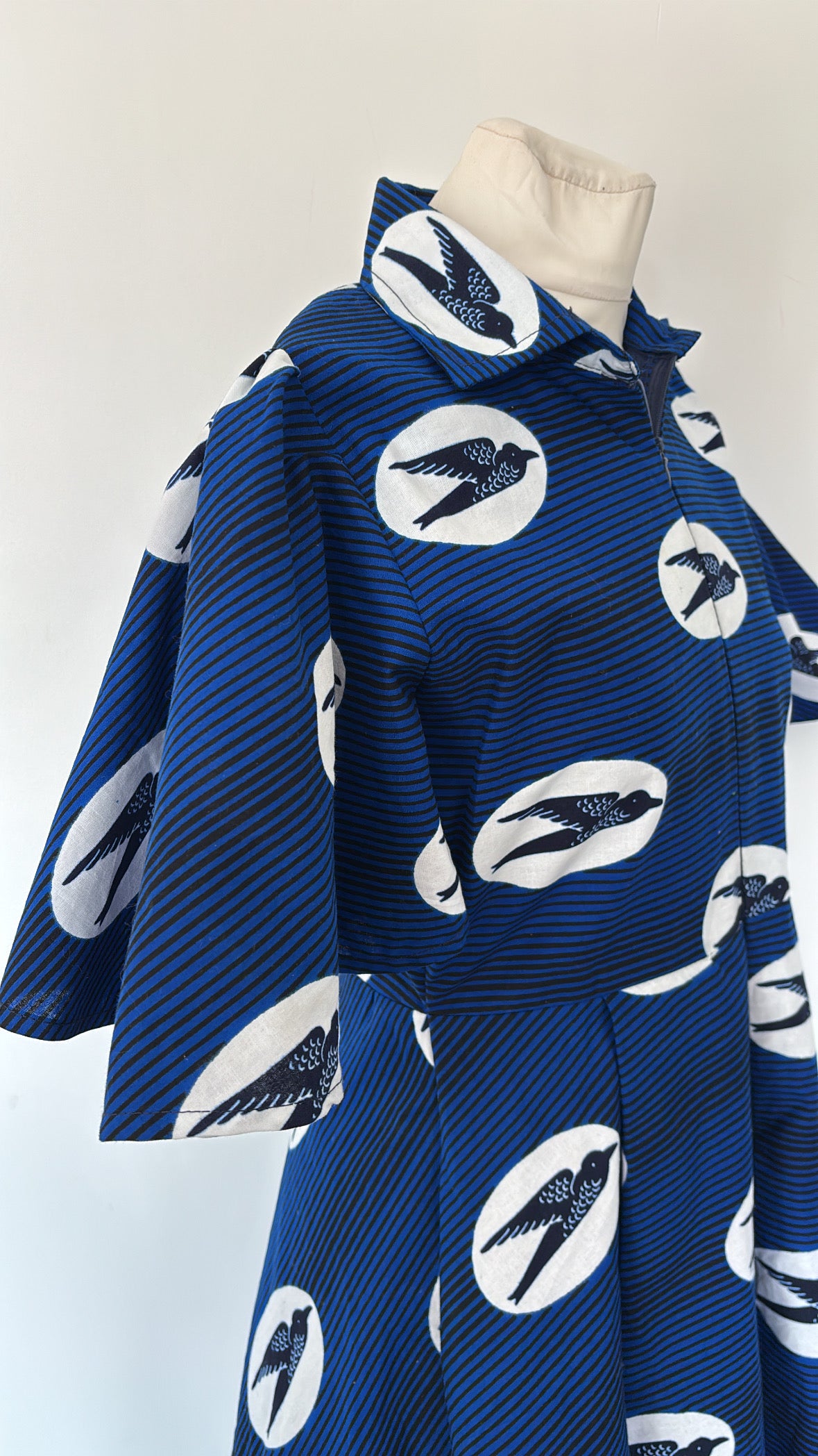 Robe en Wax tissu africain bleu avec poches