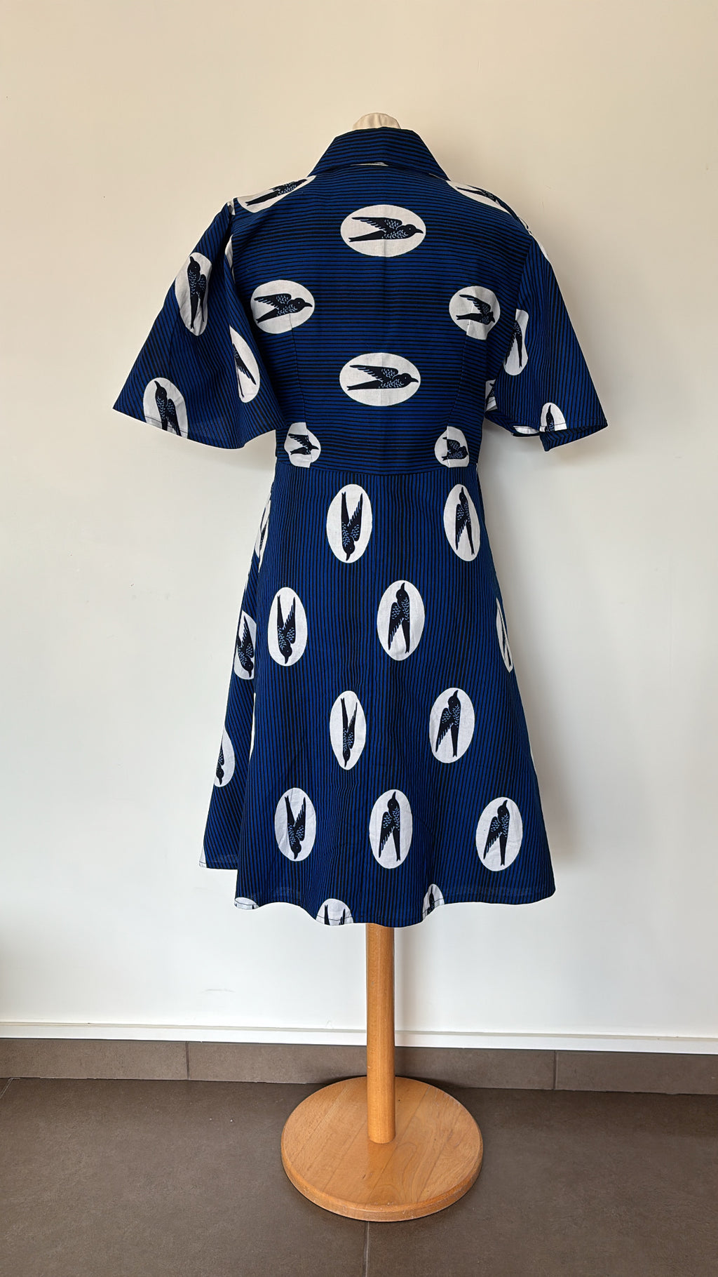 Robe en Wax tissu africain bleu avec poches