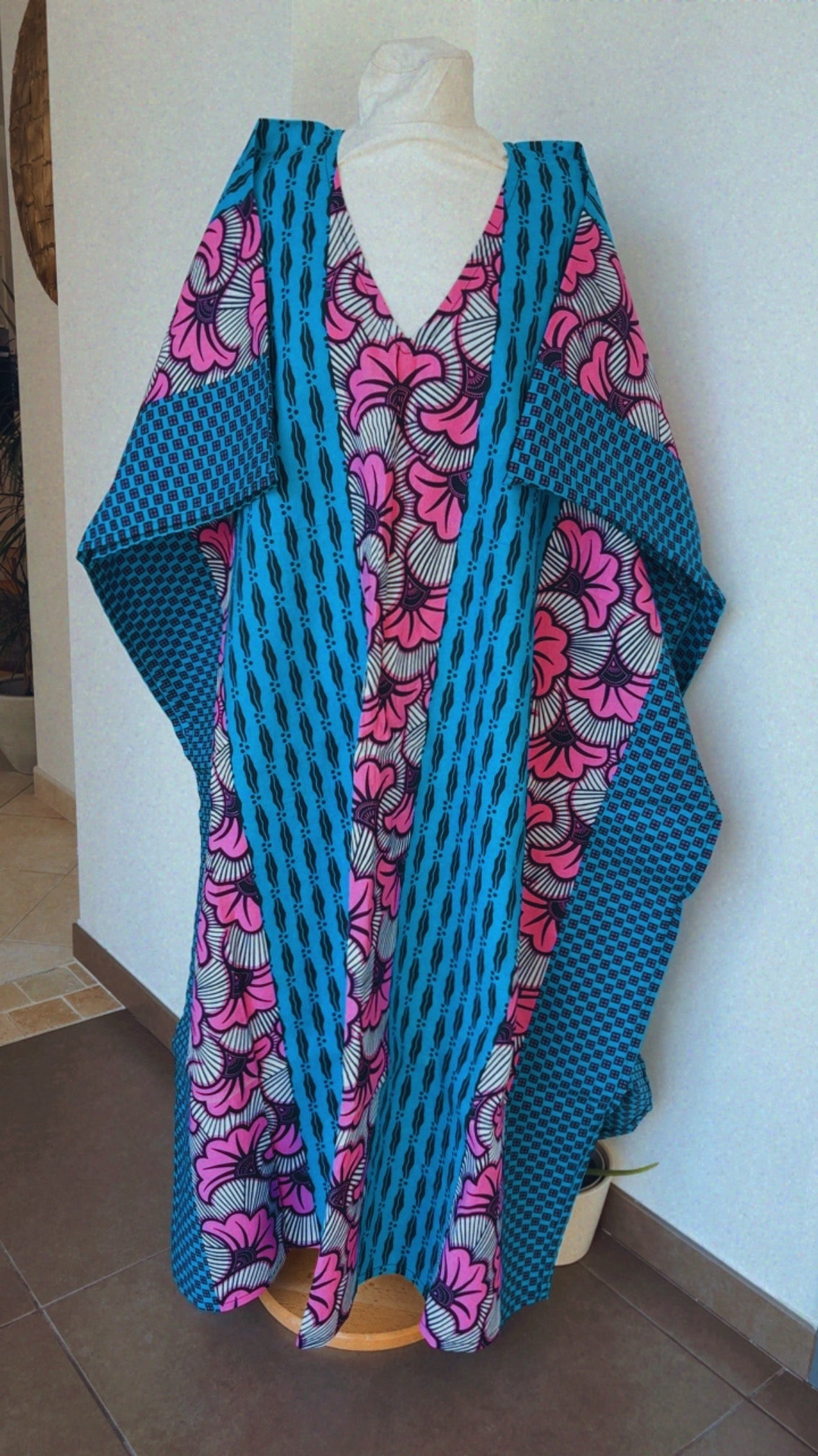 Boubou  africain en Wax tunique africaine fait main en coton