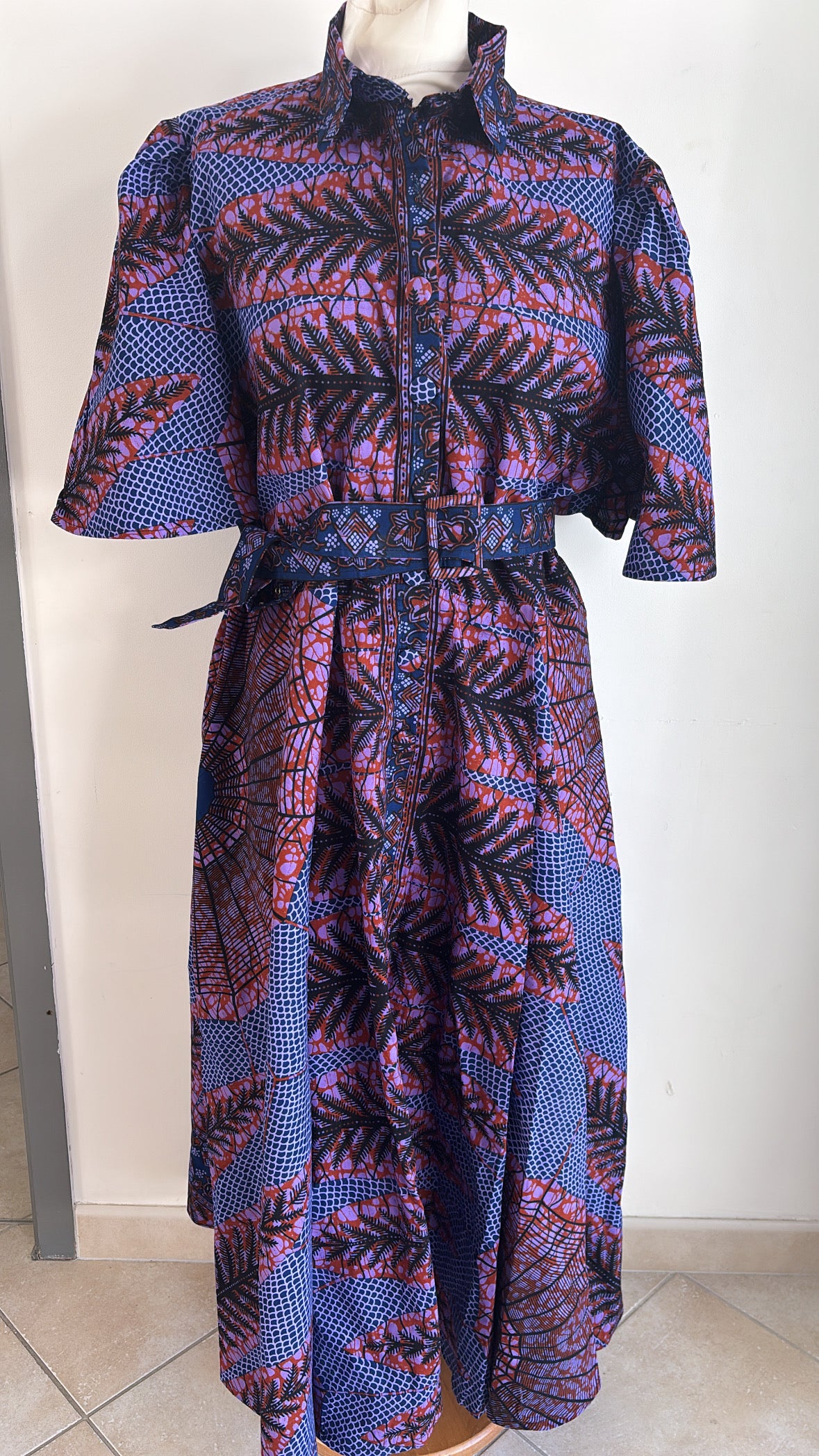 Robe longue en Wax tissu africain avec poches