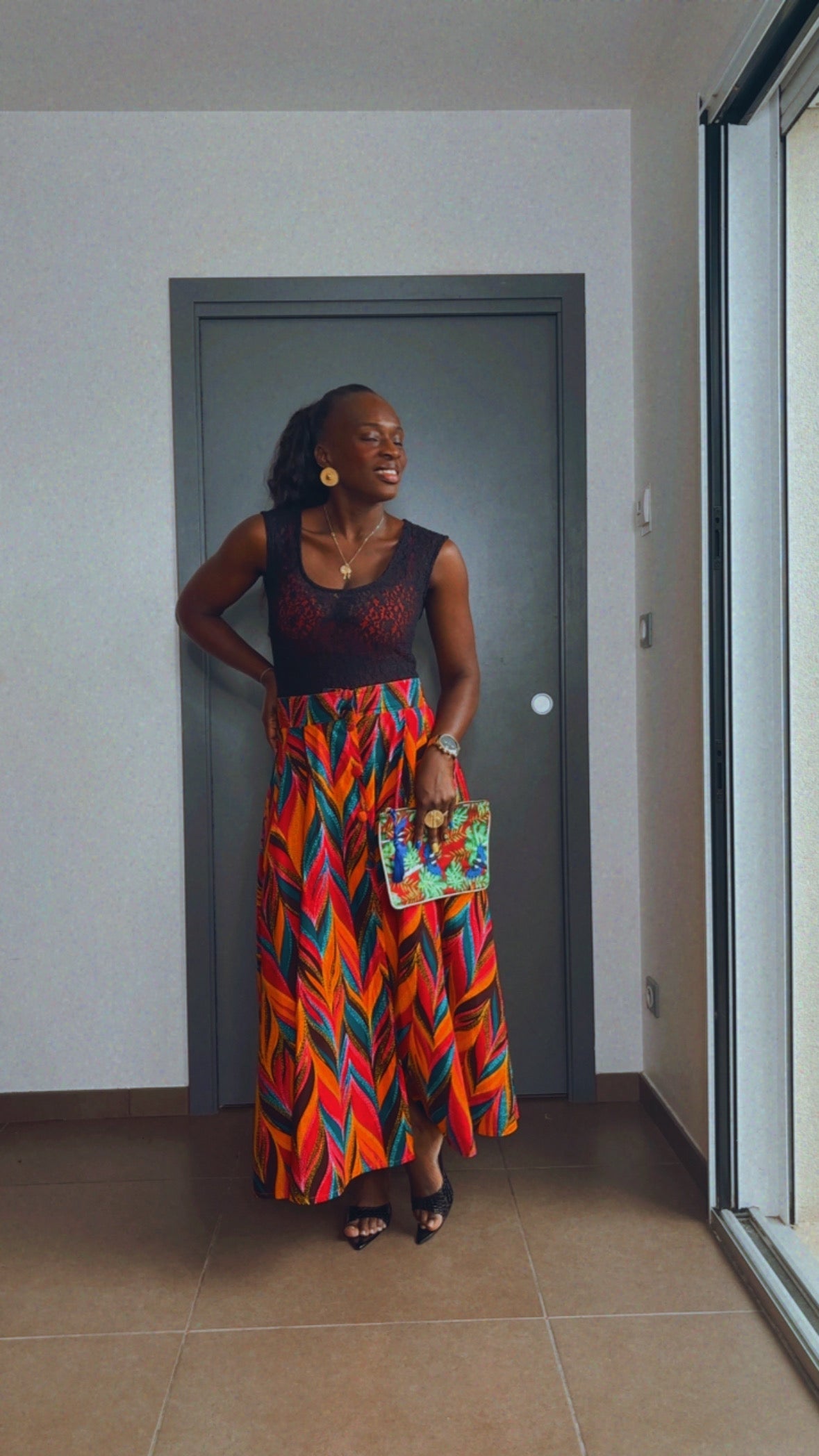 Jupe longue africaine en wax  motif ethnique tissu africain colorée idéale pour les occasions AUDREY