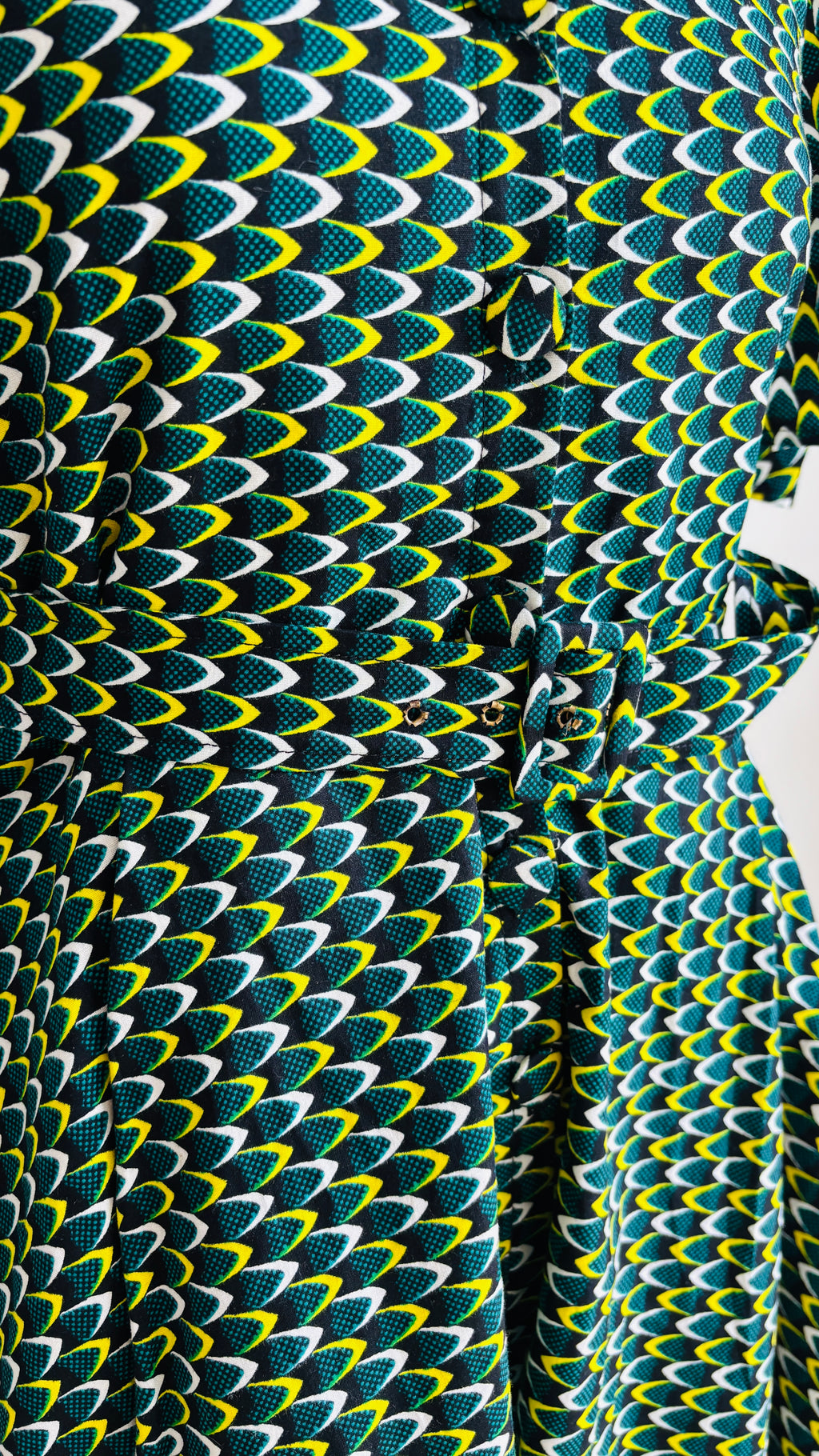 Robe longue en Wax tissu africain vert avec poches