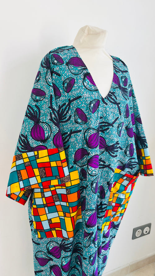 Boubou  africain en Wax tunique africaine fait main en coton