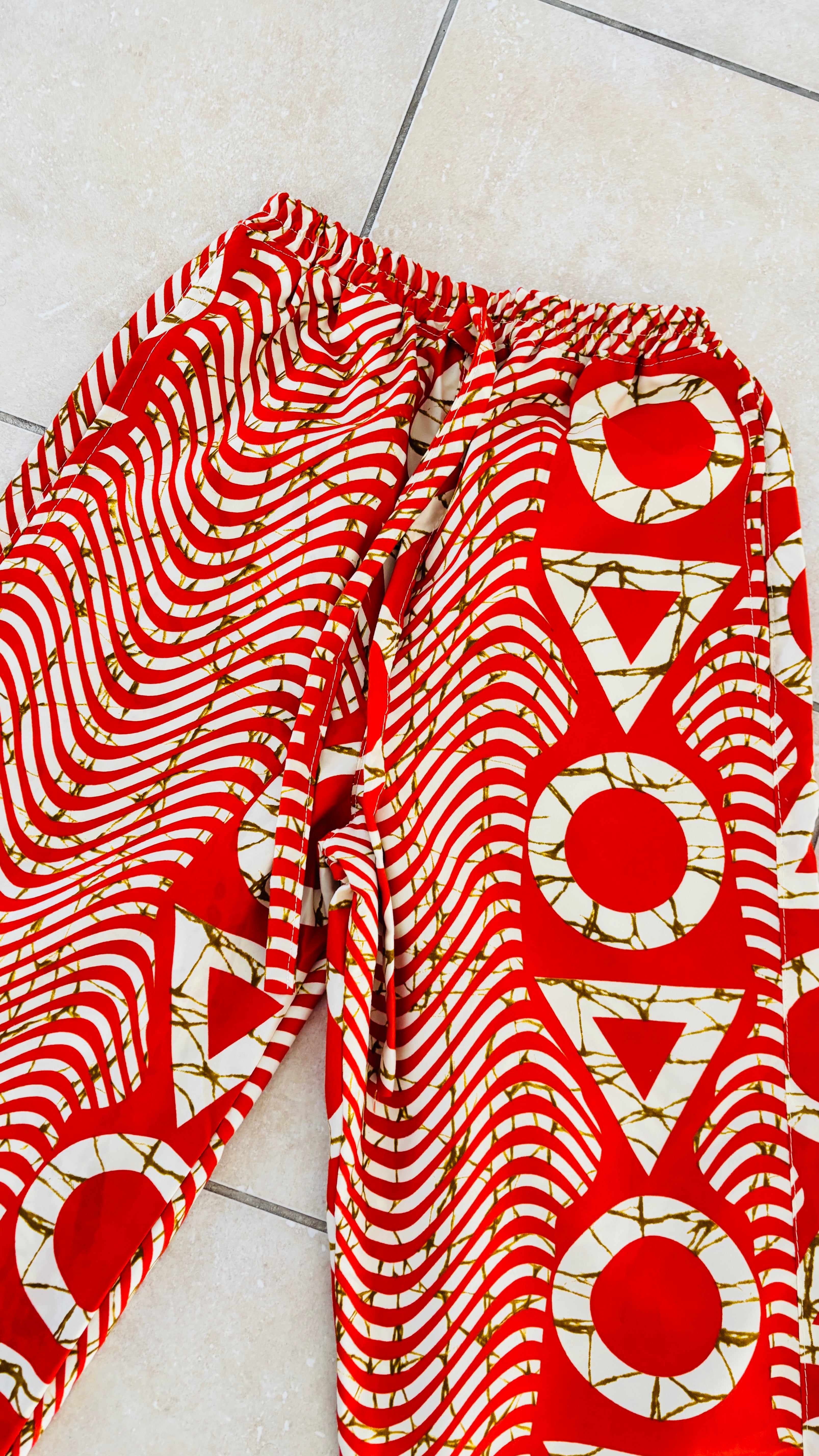 Pantalon Wax africain tissu ethnique à motif orange