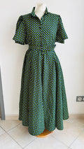 Robe longue en Wax tissu africain vert avec poches