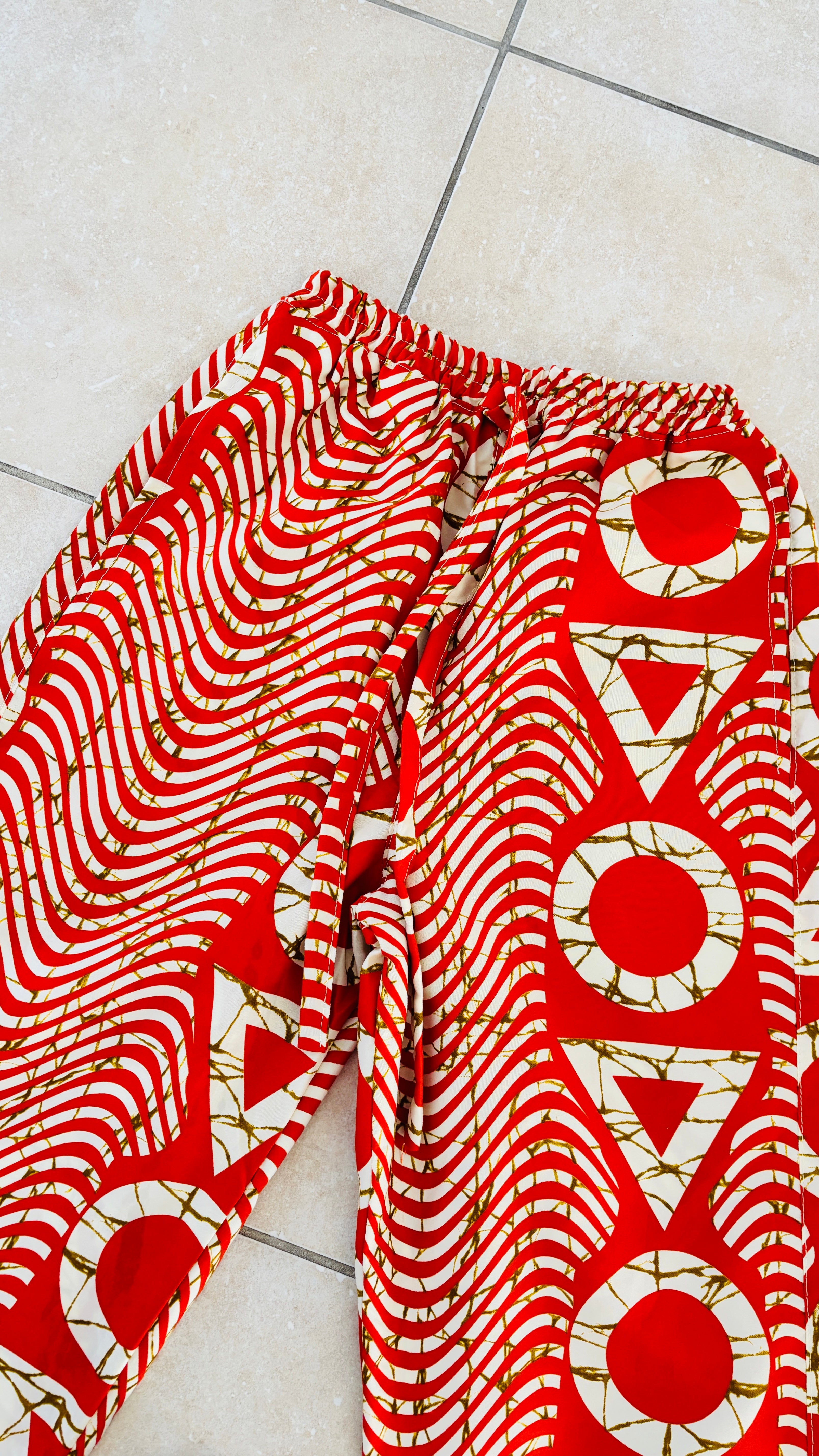 Pantalon Wax africain tissu ethnique à motif orange
