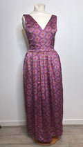 Robe longue dos nu fluide mousseline motif Wax africain
