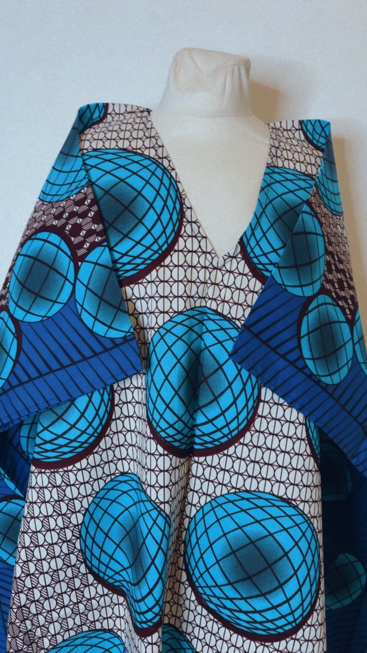 Boubou  africain en Wax avec foulard tunique africaine fait main en coton