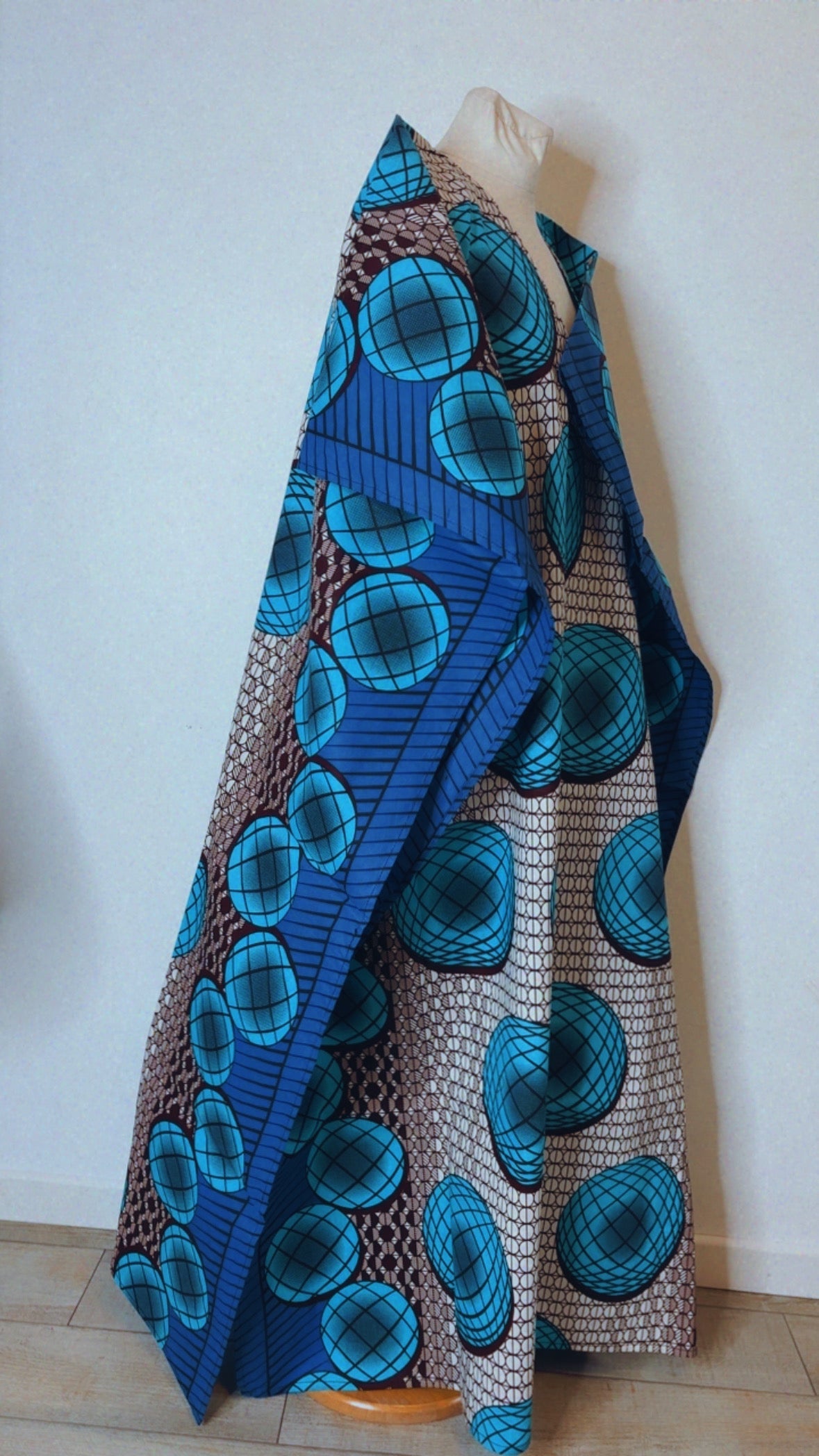 Boubou  africain en Wax avec foulard tunique africaine fait main en coton