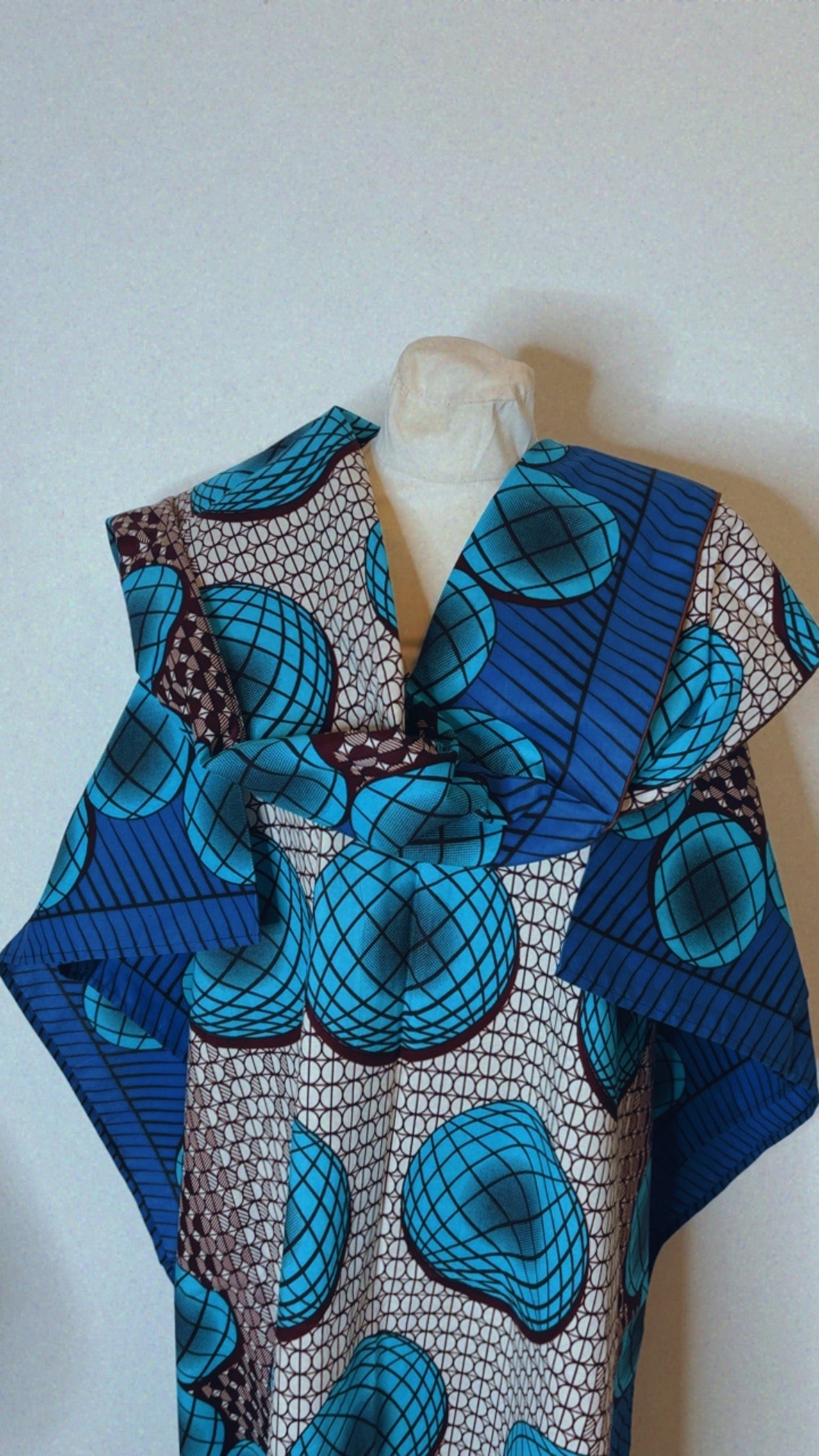 Boubou  africain en Wax avec foulard tunique africaine fait main en coton
