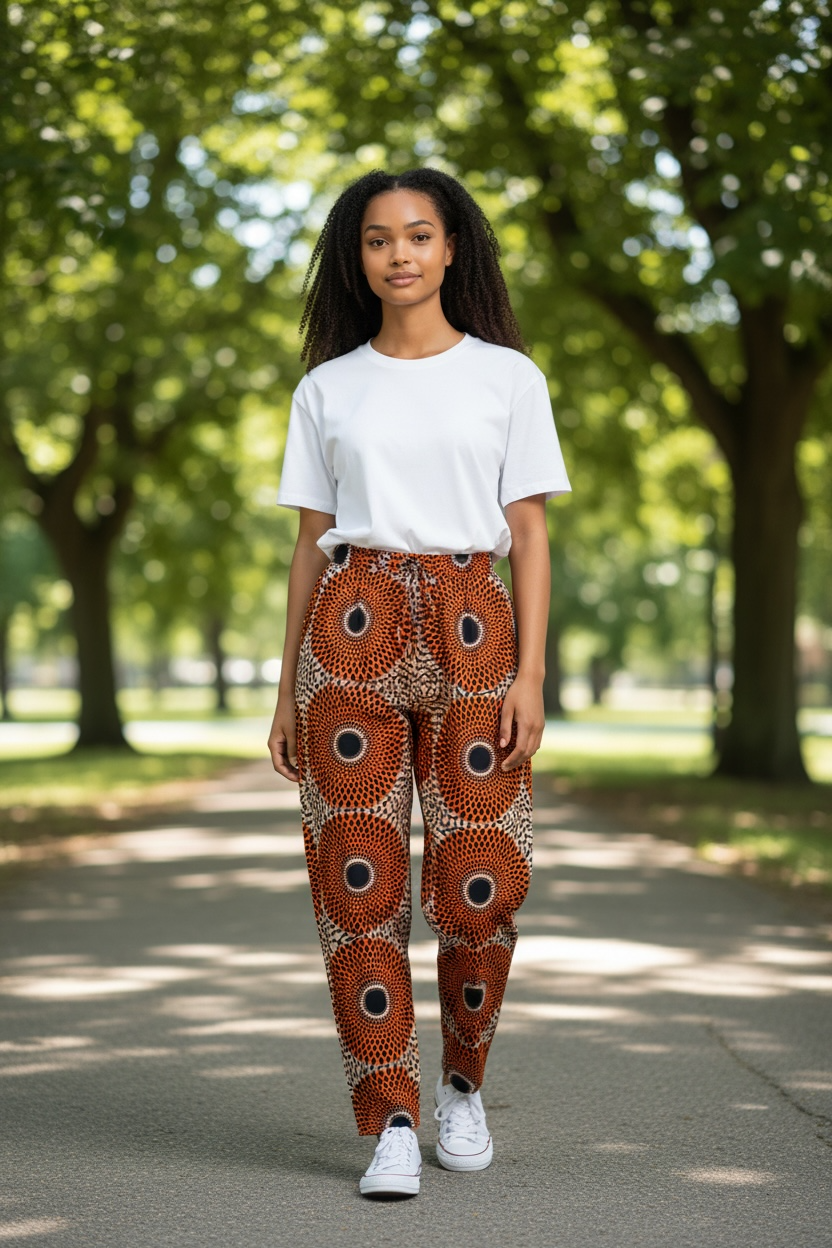 Pantalon Wax africain orange 