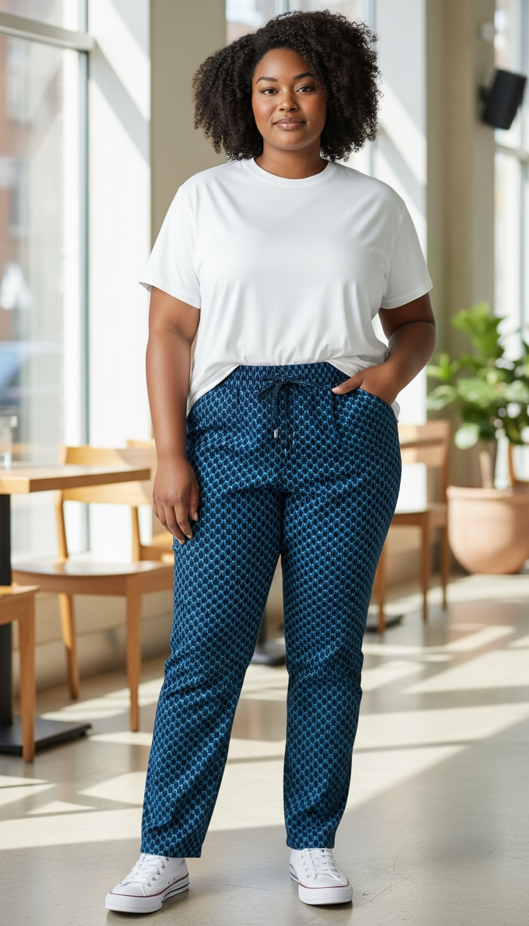 Pantalon Wax tissu africain à motifs  écailles bleus 