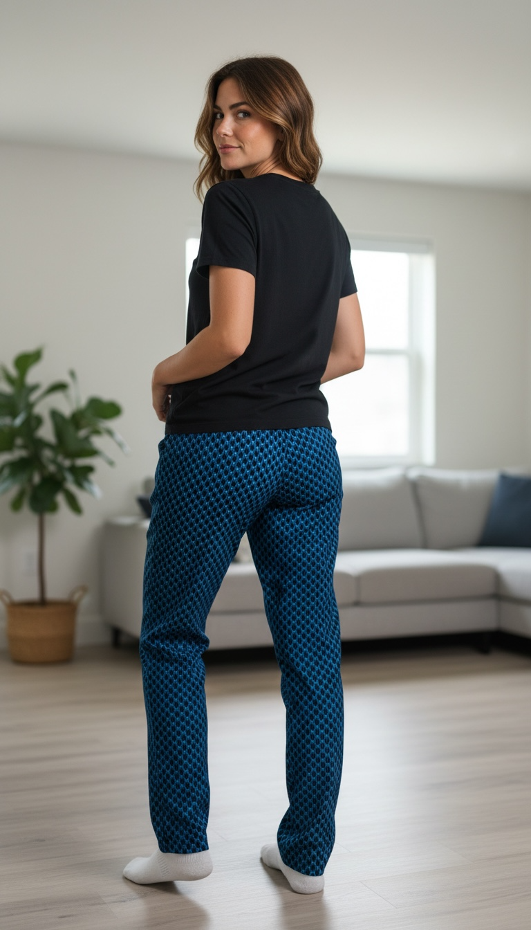 Pantalon Wax tissu africain à motifs  écailles bleus 