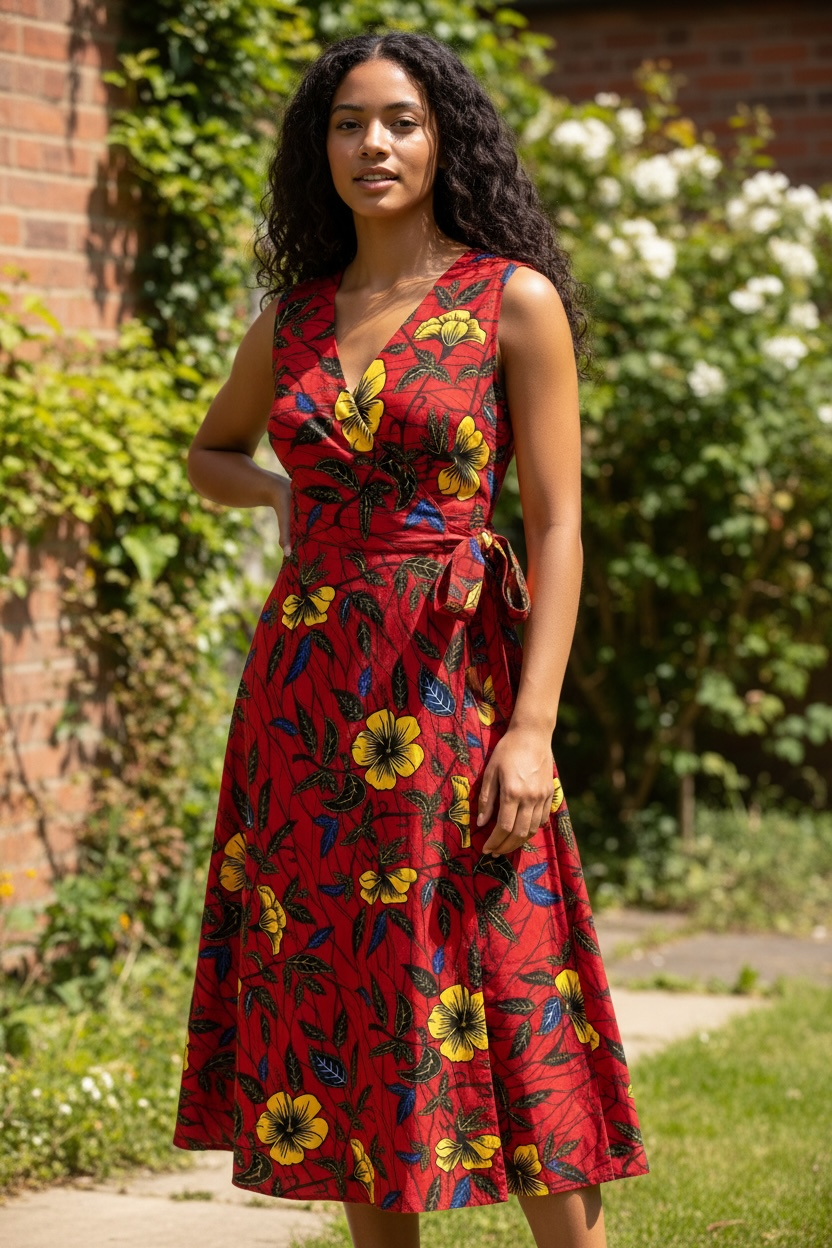 Robe croisée en Wax 