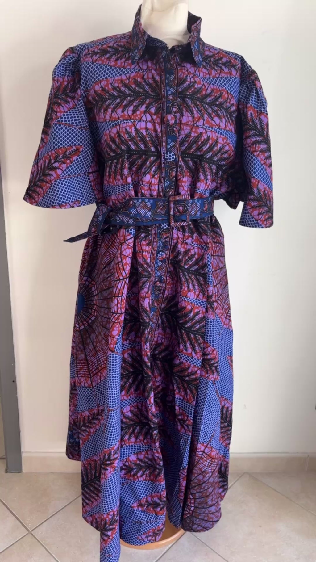Robe longue en Wax tissu africain avec poches