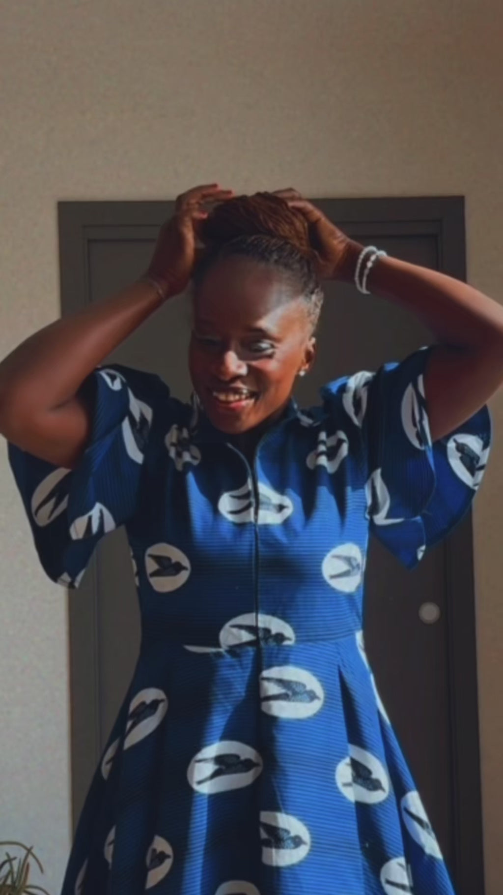 Robe en Wax tissu africain bleu avec poches